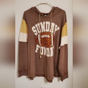 Sunday Funday Sequin Football Hoodie Size 3X